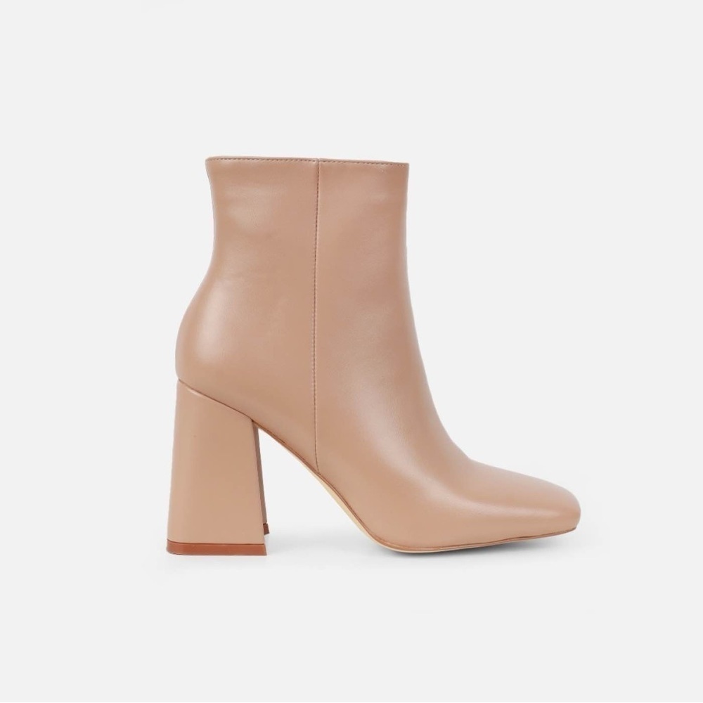 SIMMI • JAMESON DARK NUDE MID HEELED ANKLE BOOTS